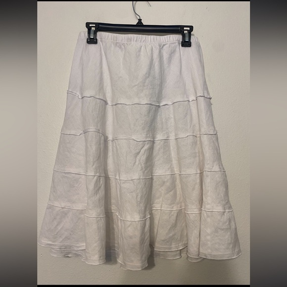 Soft Surroundings Linen A-Line Pull On Tiered Skirt Size Medium - Picture 4 of 7